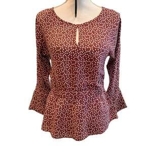 Express Polka Dot Peplum Blouse Size S